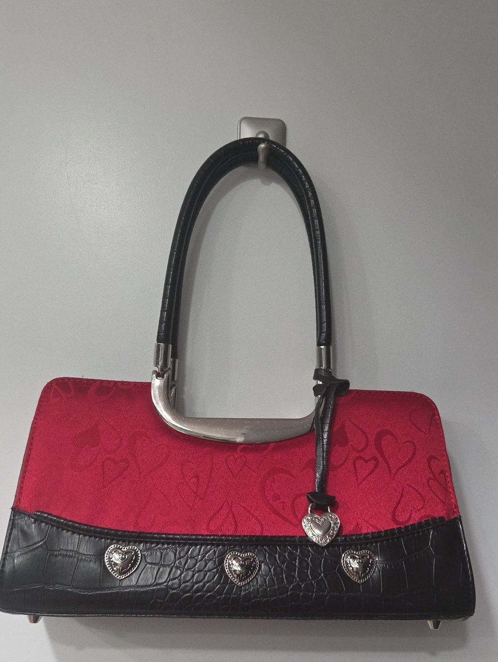Brighton Red and Black Heart-Accent Shoulder Bag